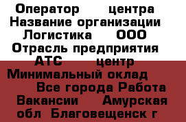 Оператор Call-центра › Название организации ­ Логистика365, ООО › Отрасль предприятия ­ АТС, call-центр › Минимальный оклад ­ 15 000 - Все города Работа » Вакансии   . Амурская обл.,Благовещенск г.